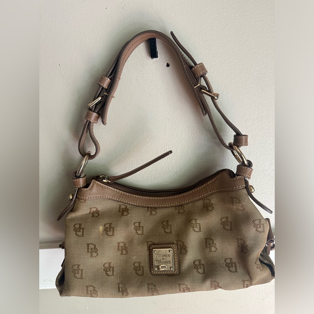 Dooney & Bourke Tan Logo-Print Shoulder Bag - Picture 1 of 5